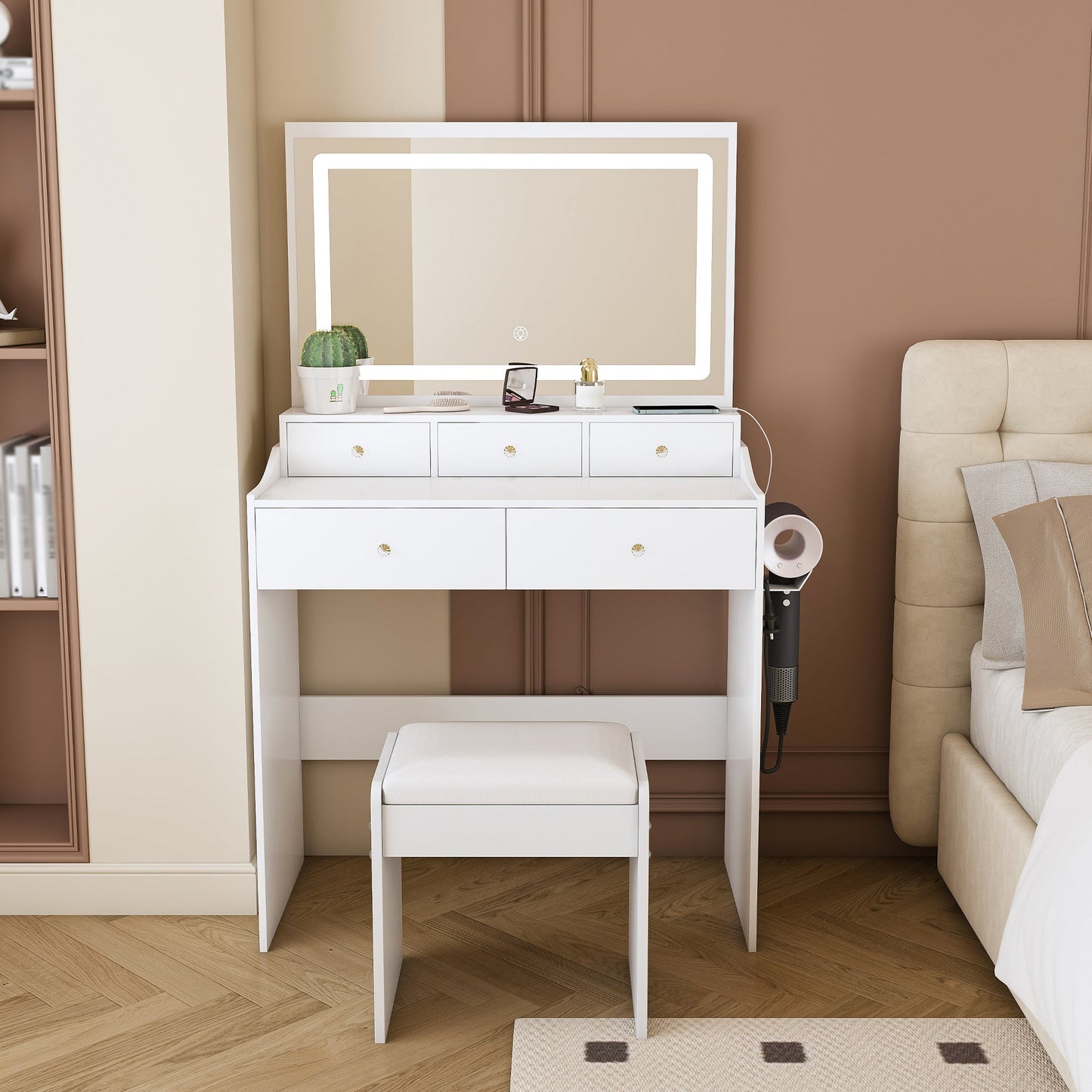 New Large Mirror Vanity Desk for Bedroom