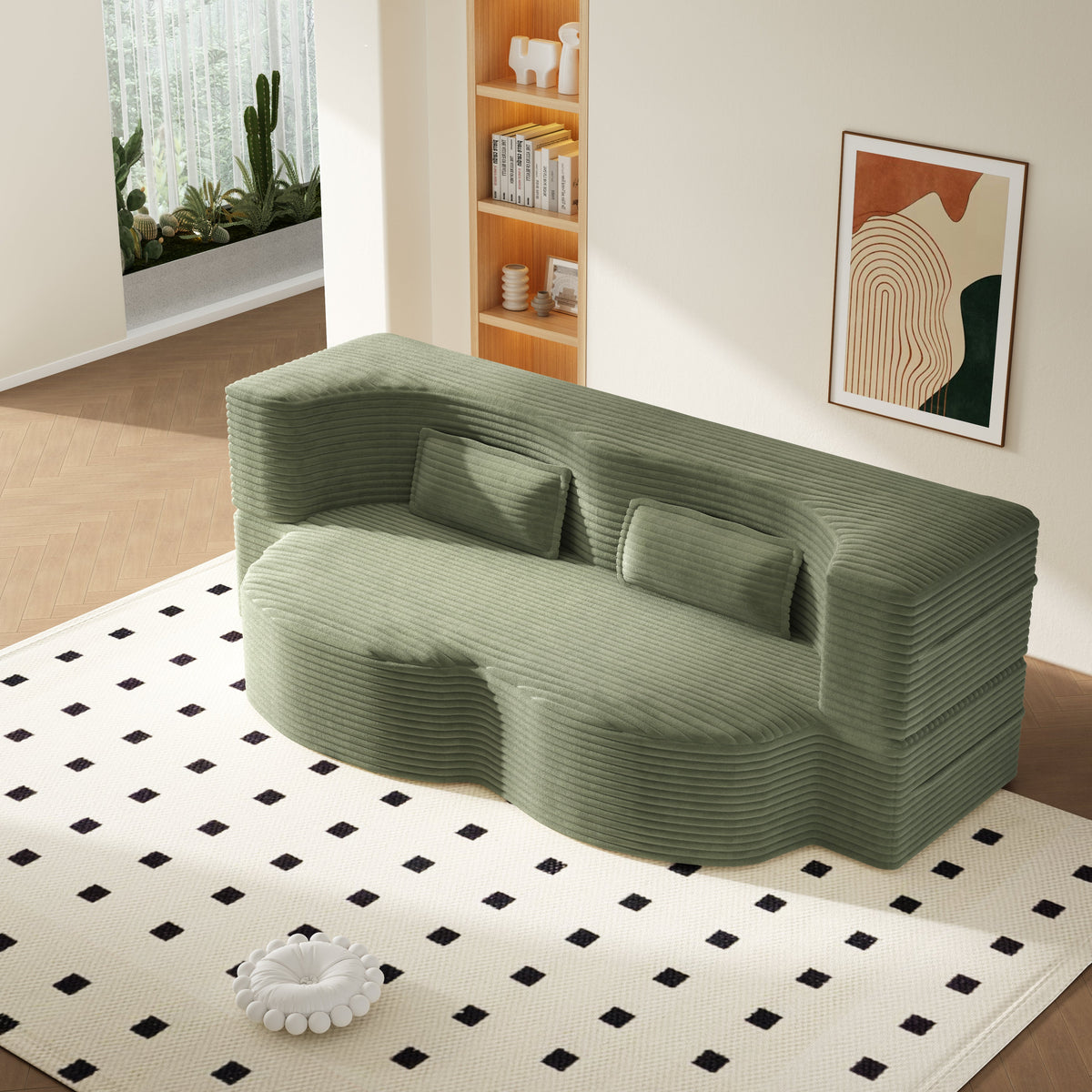 Modern Floor Sofa with 2 Pillows