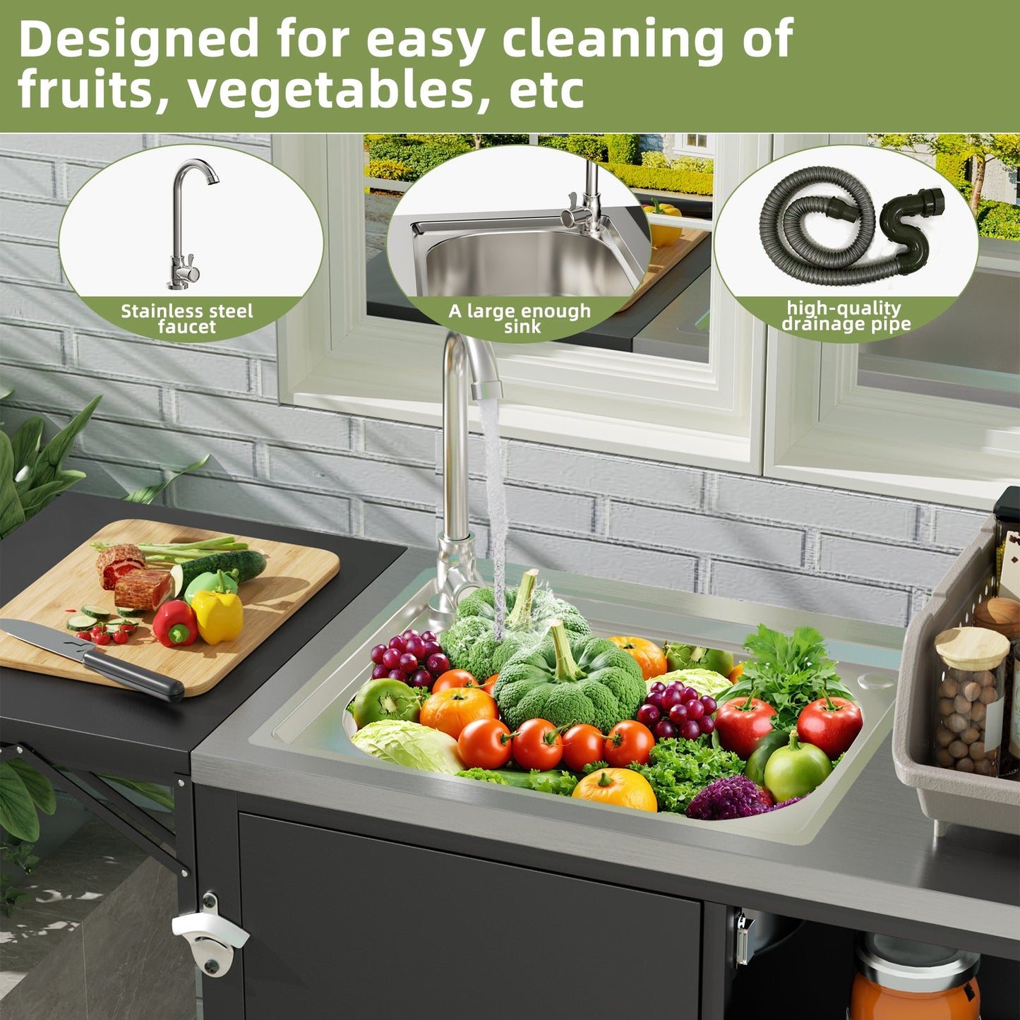 Outdoor Grill Table with Sink