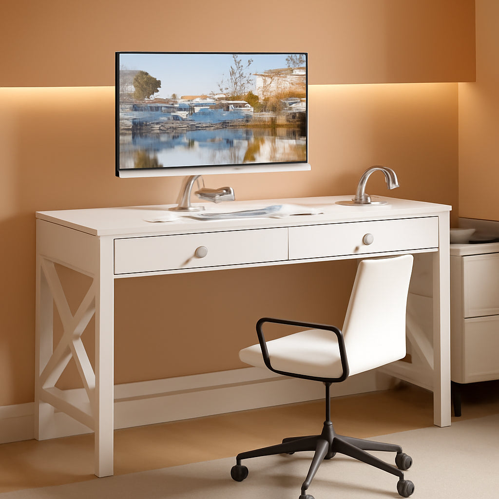 40 Inch White Computer Desk For Home Office Use And Study