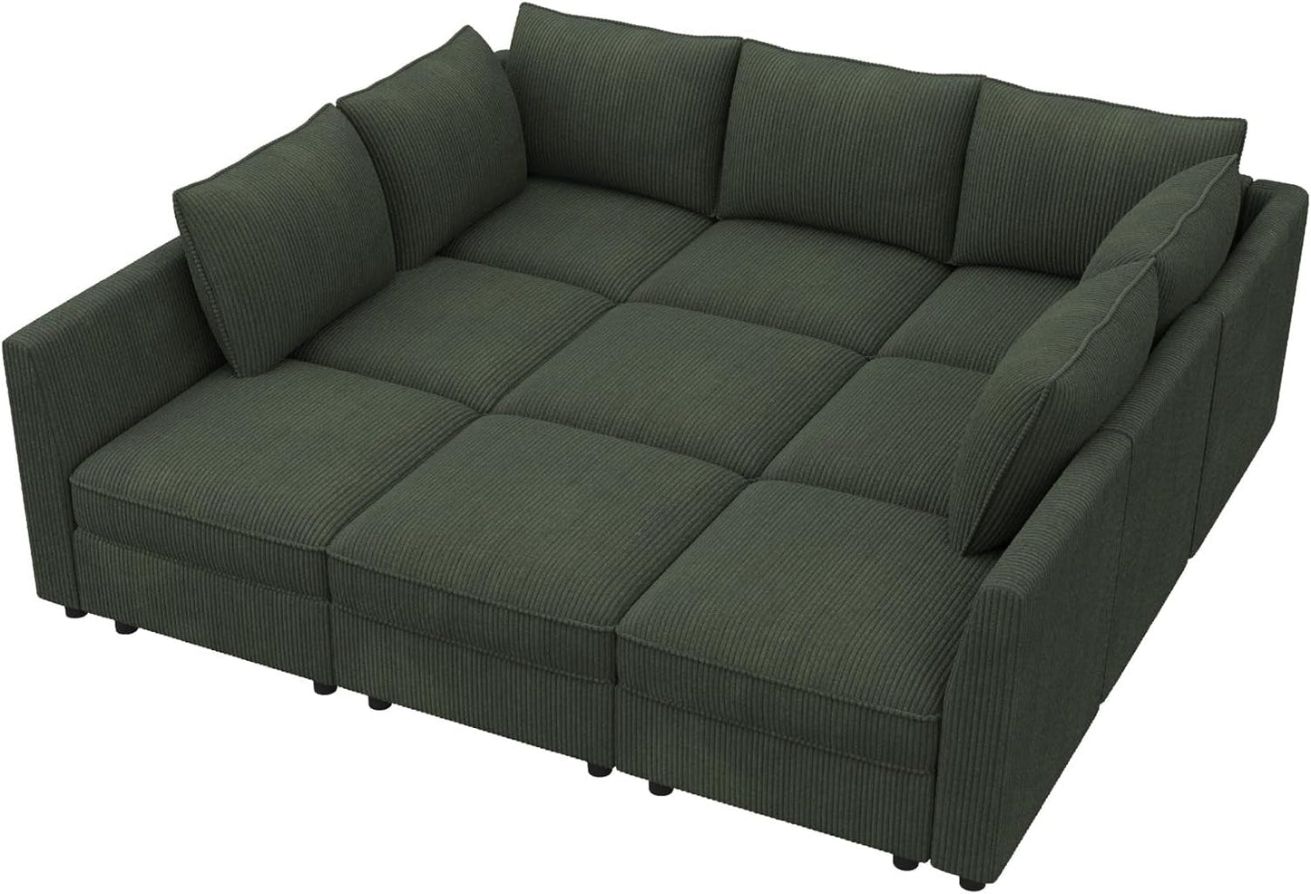 Emerald Green Modular Sleeper Sofa With Hidden Storage Compartment