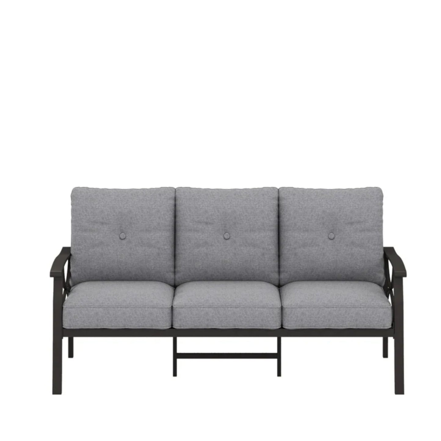 70” All-Weather Metal 3-Seat Patio Sofa, Khaki Frame