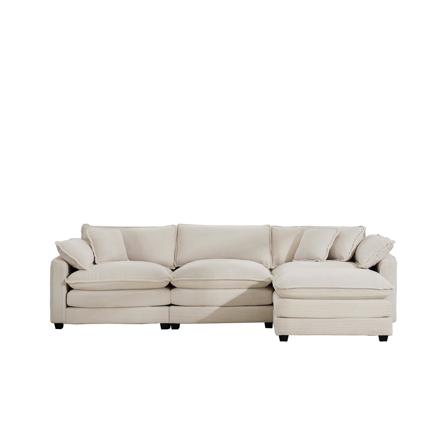 Modular Deep Seat 3-Seat Sofa Couch with Ottoman