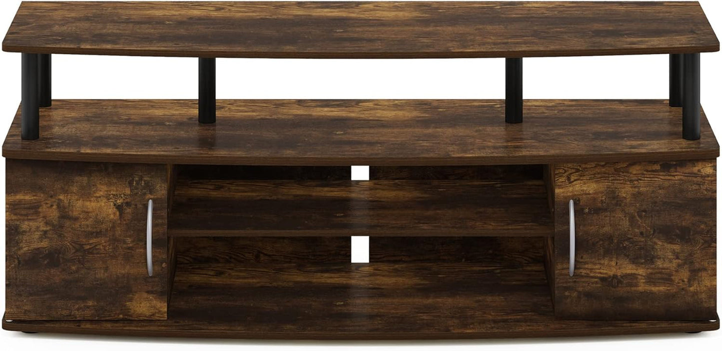 Jaya Amber Pine TV Stand for 55 Inch TV Open Shelves Black