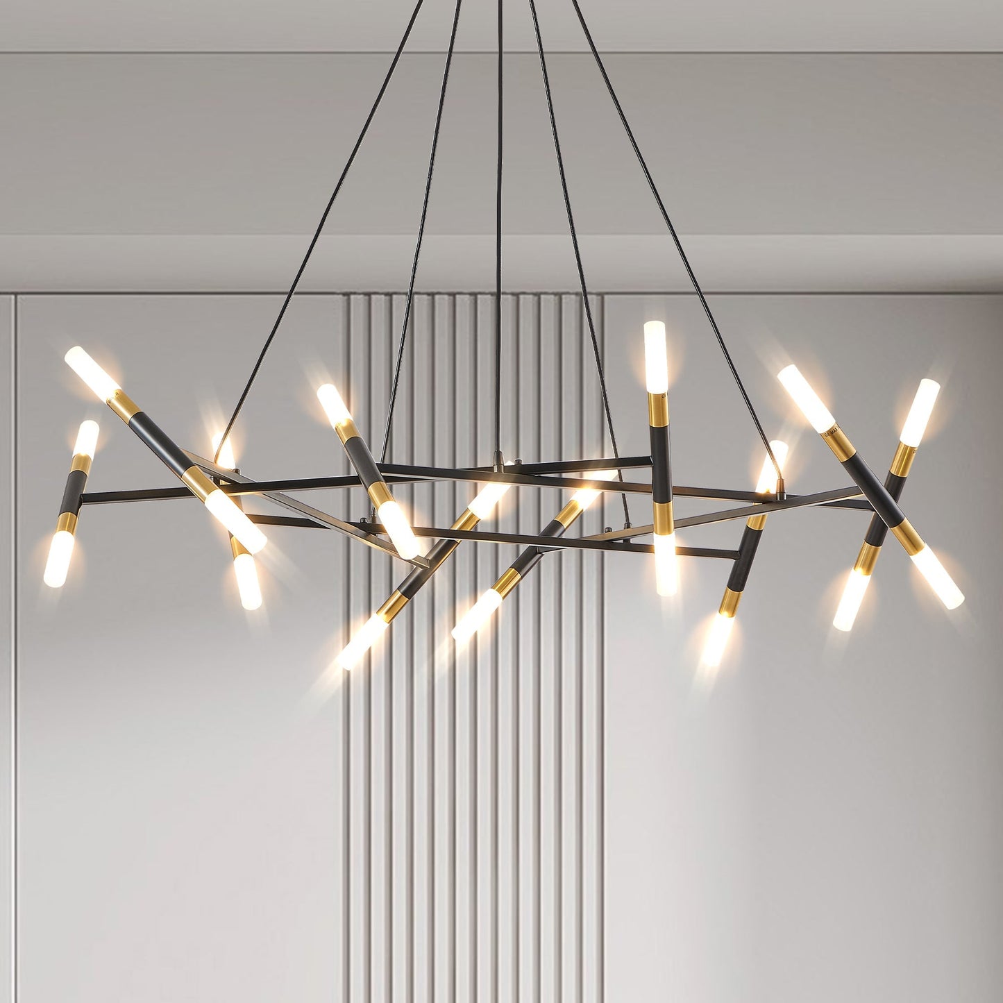 41'' Black & Golden Modern Chandelier Light Fixture