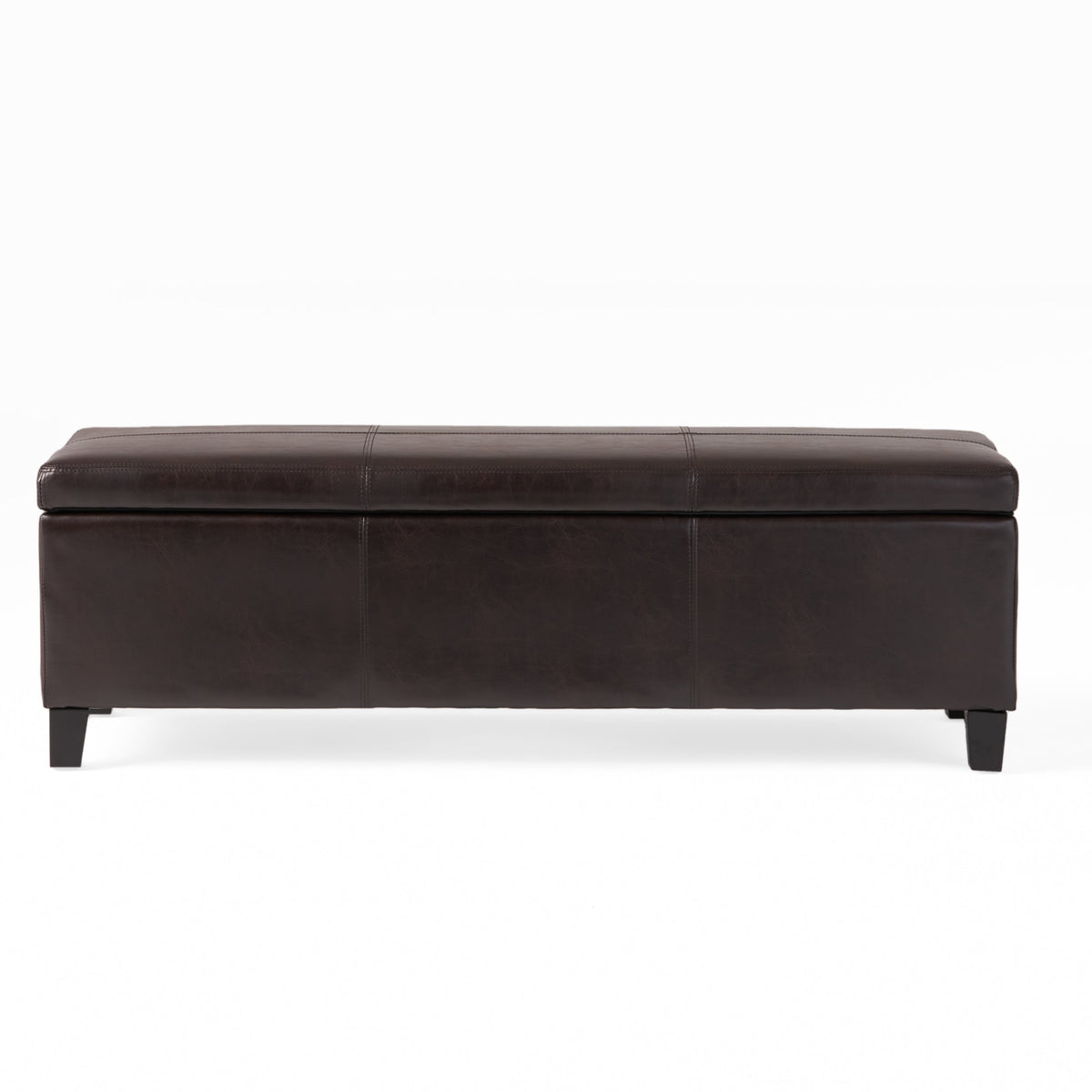 Upholstered PU Leather Storage Ottoman