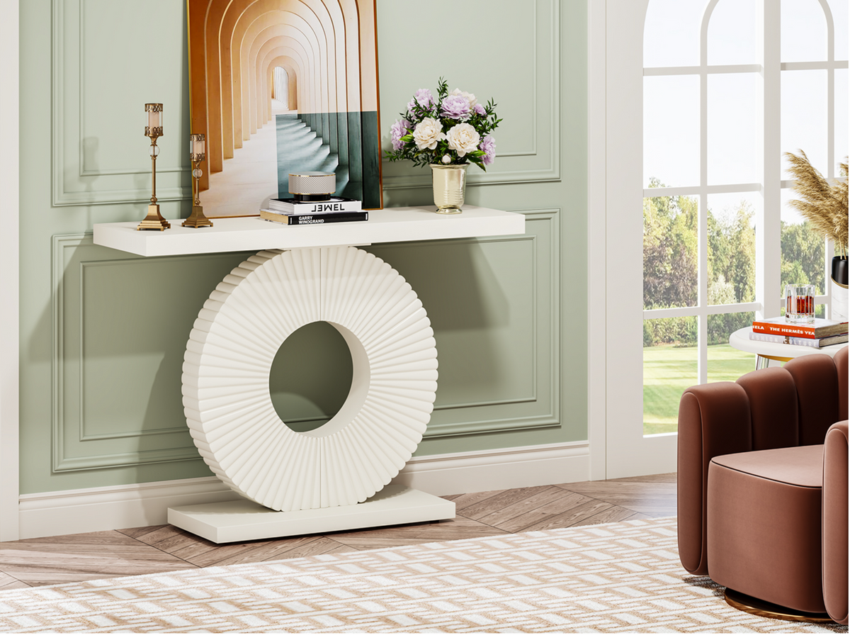 40" Modern White Console Table