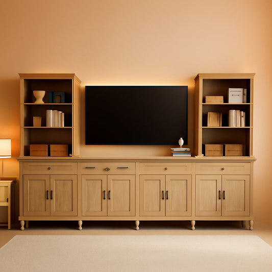 Oak Farmhouse Entertainment Center For TVs Up To 75 Inches