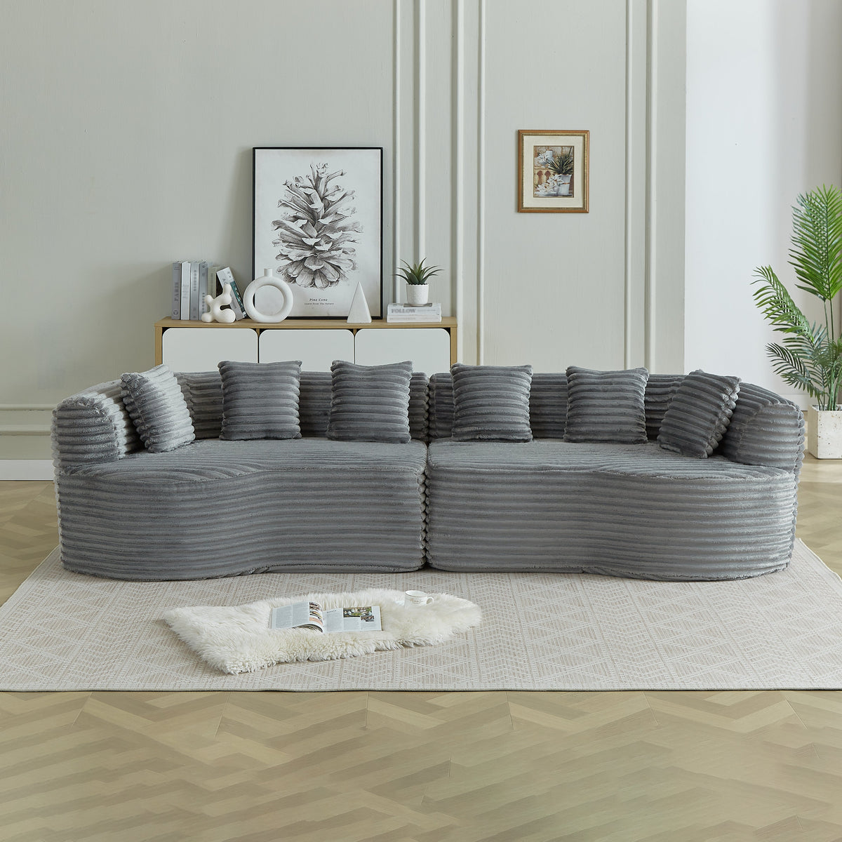 Curved Sectional Sofa - 111.5-Inch Oversized Modern Design