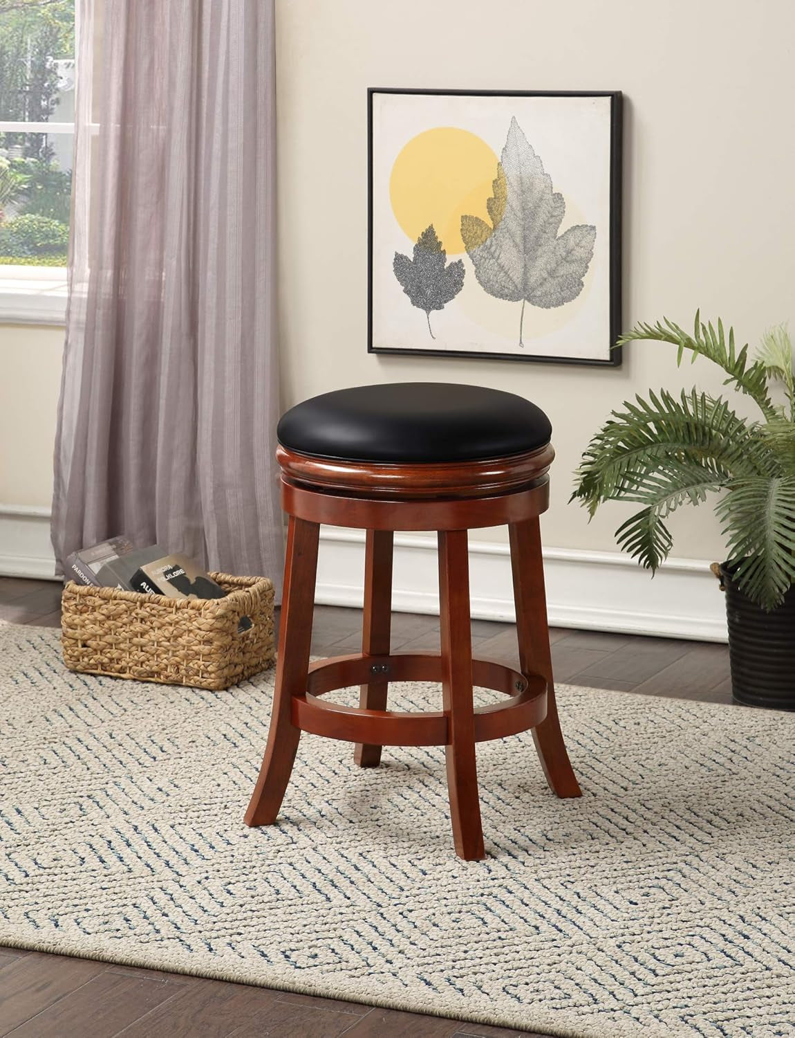 Backless Counter Height Bar Stool 24 Inch Cherry Color