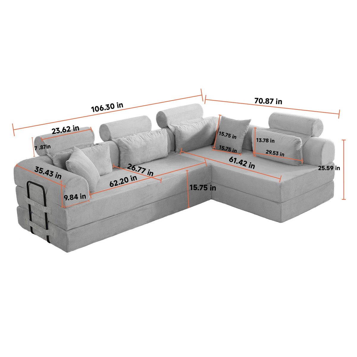 L Shape Modular Sectional Sofa - Blue
