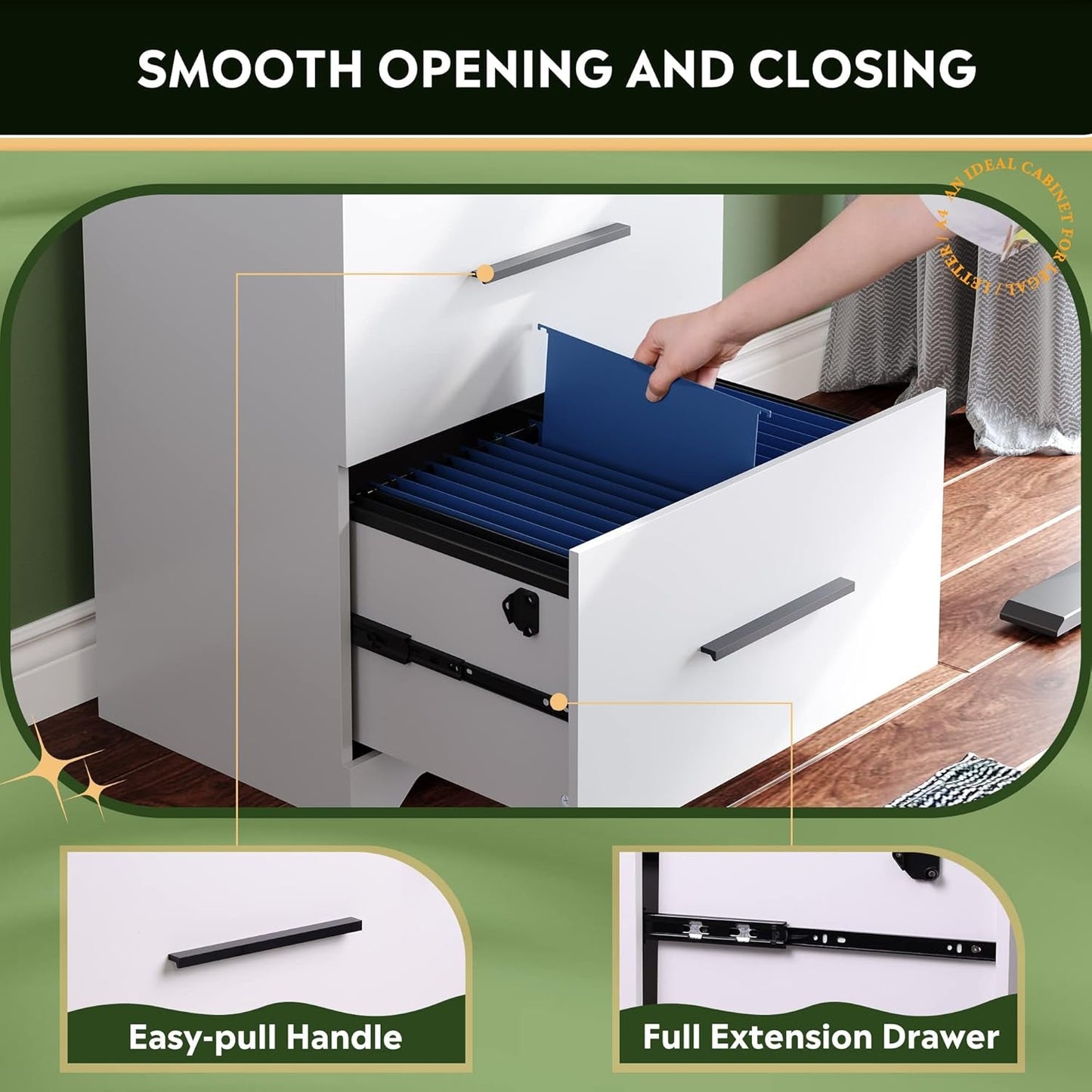 2 Drawer White Wood Lateral File Cabinet With Lock For Office Or Home Use Fits Any Desk