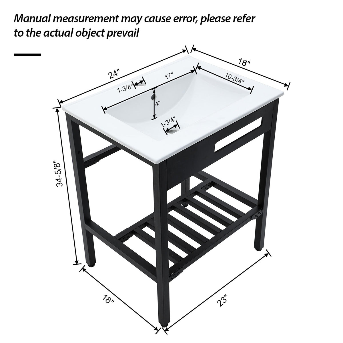 24" x 18" Bathroom Ceramic Console Sink