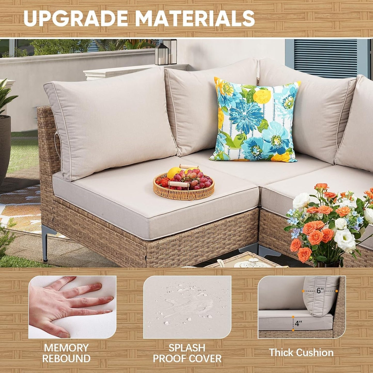 Seven Piece Wicker Patio Furniture Set with Cushions