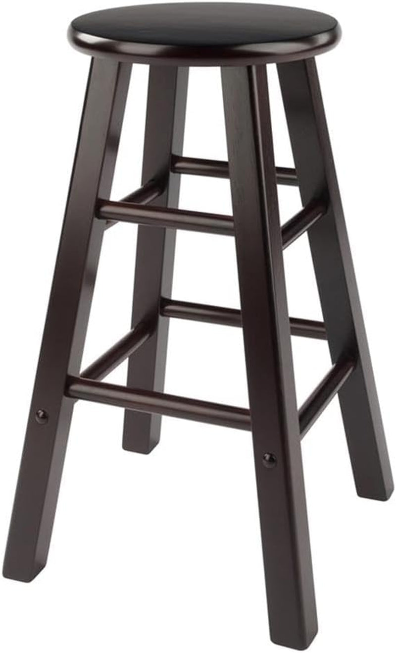 Espresso Counter Stool Set 2 Piece Solid Wood 24 Inch