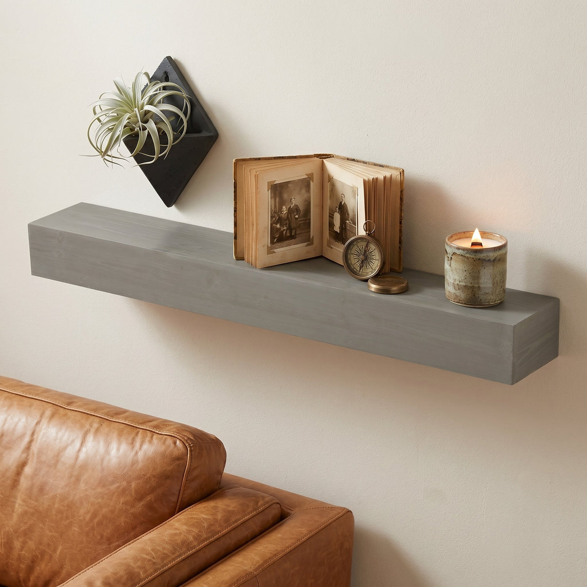 72" Fireplace Mantel Fir Wood Wall-Mounted Shelf
