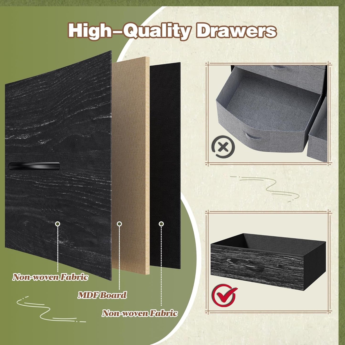 Dresser TV Stand for 60 Inch TV, 9 Drawer, Charcoal Black