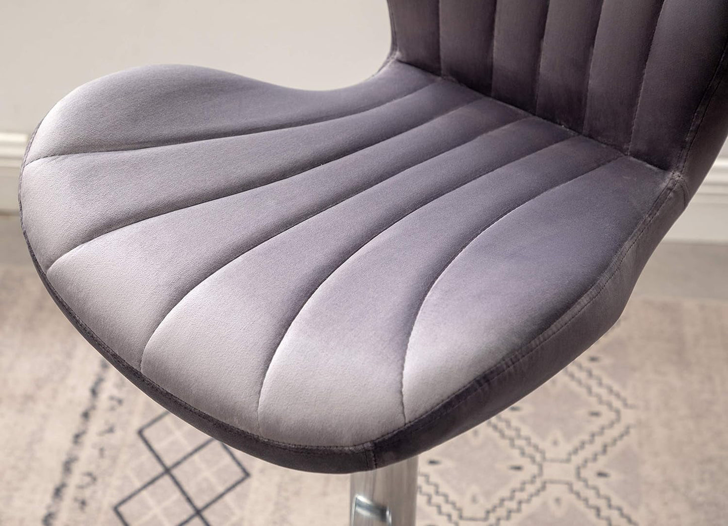 Velvet Adjustable Swivel Barstools Gray Set of Two