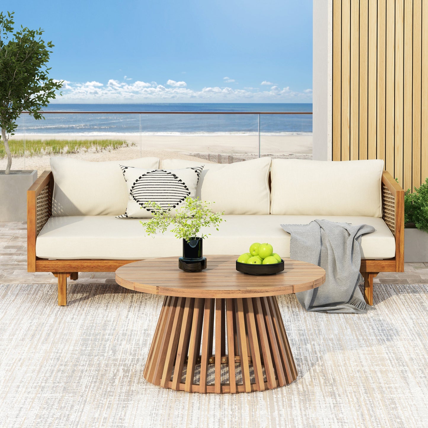 Claremont 3-Seater Daybed and Acacia Wood Patio Table Set