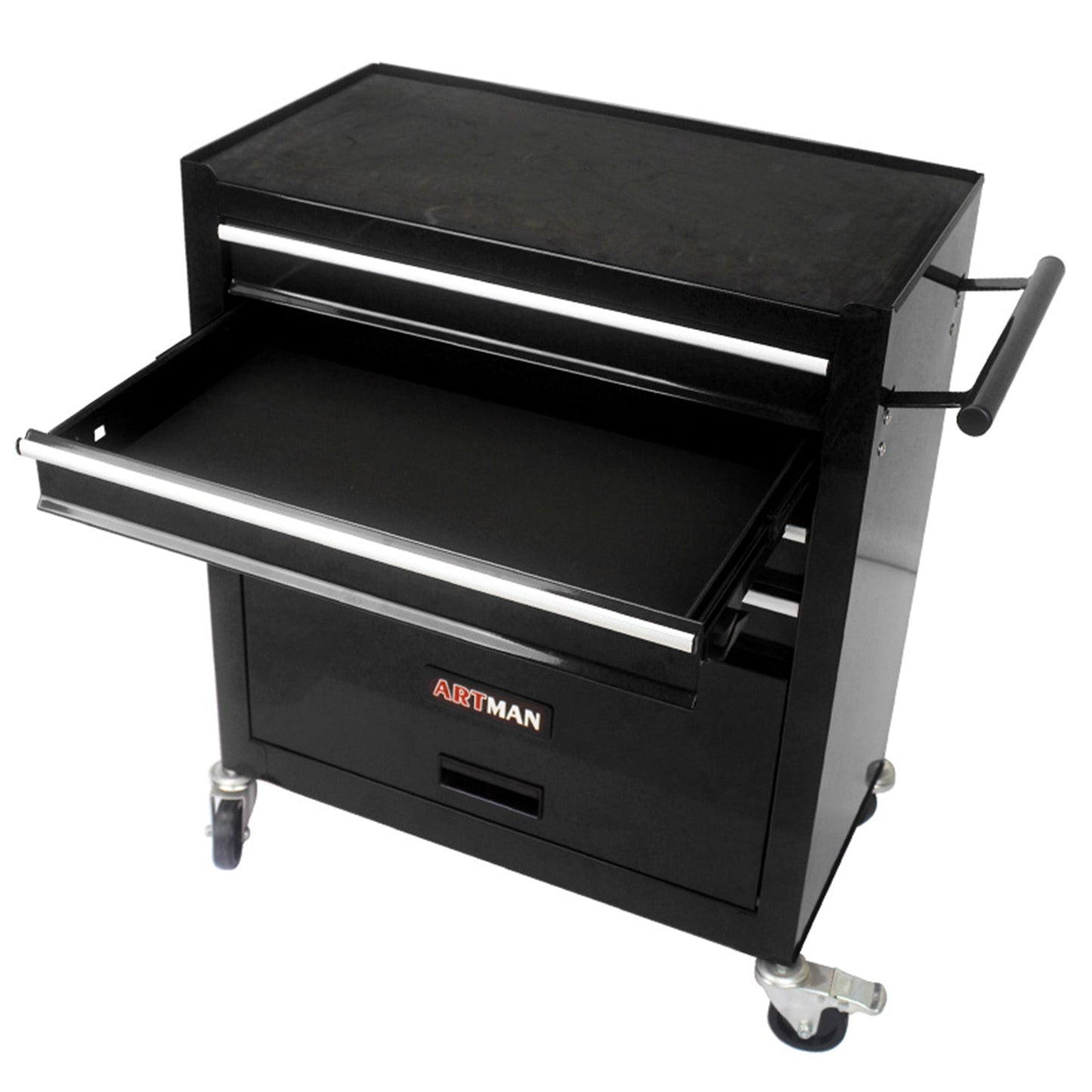 4 DRAWERS MULTIFUNCTIONAL TOOL CART WITH WHEELS-BLACK