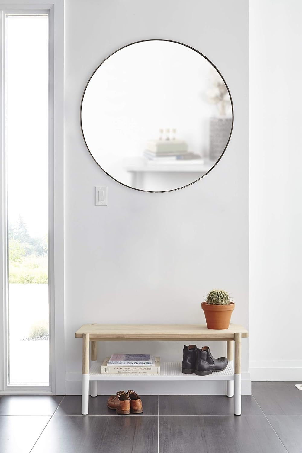 34 Inch Circle Mirror Titanium Finish For Entryways