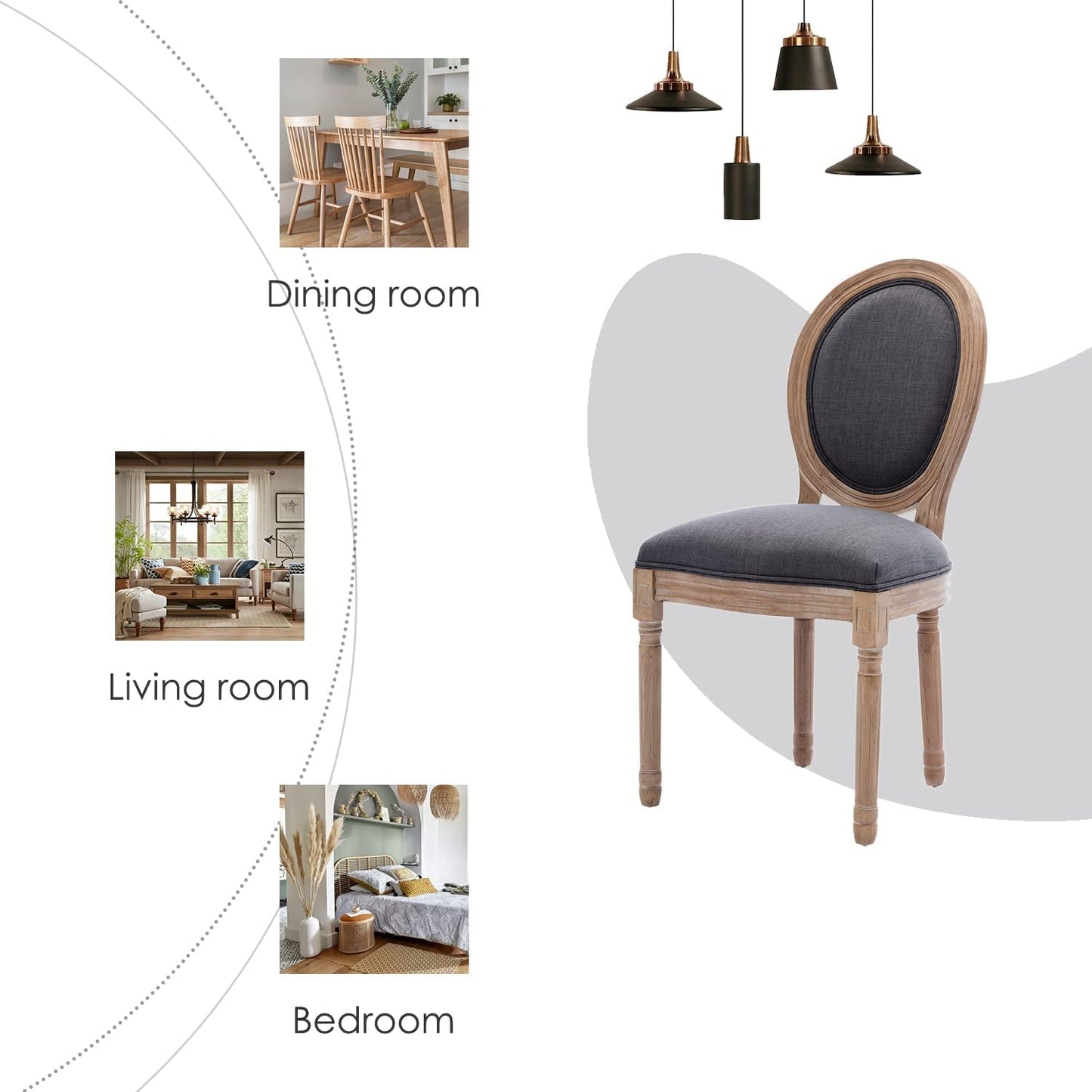 French Country Oak Upholstered Dining Chairs Set Of 6