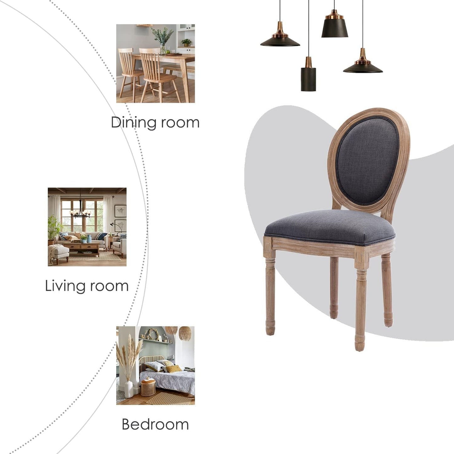 French Country Farmhouse Upholstered Dining Chairs Set Of 6