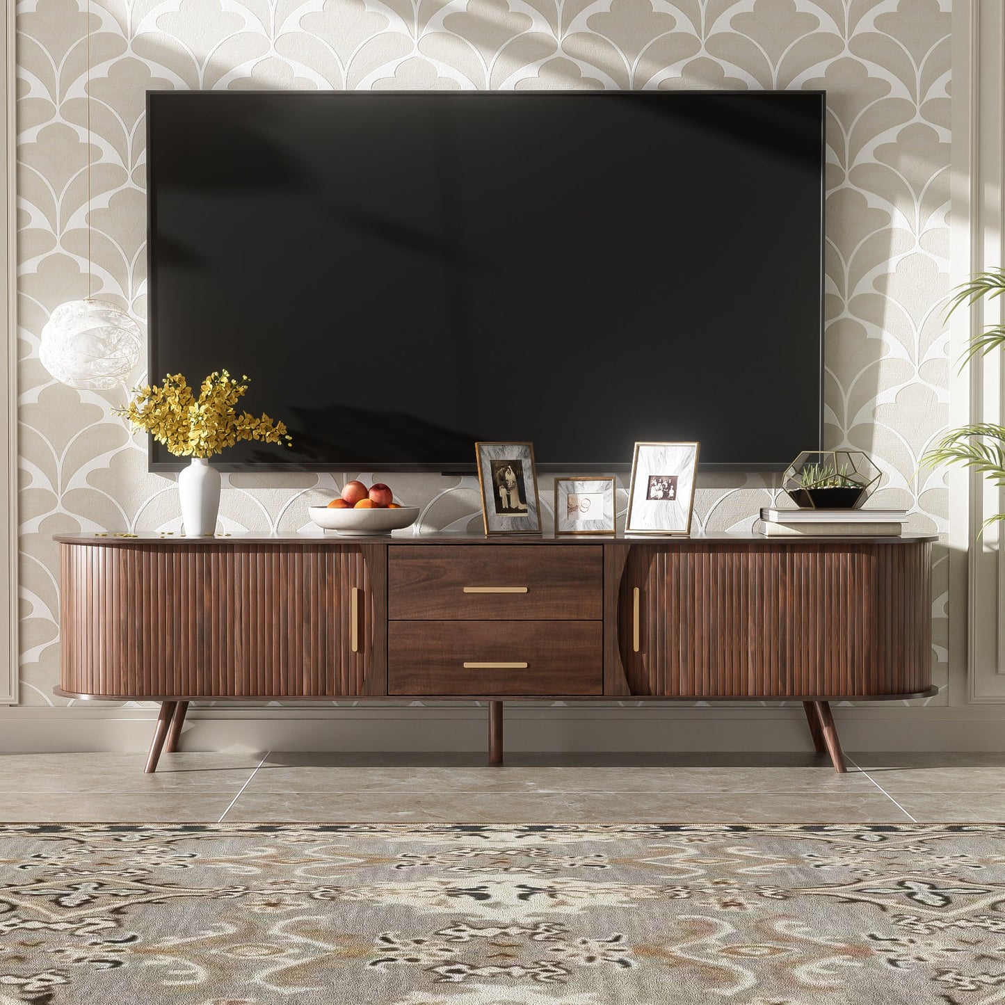Mid-Century Modern TV Stand for 80" TV