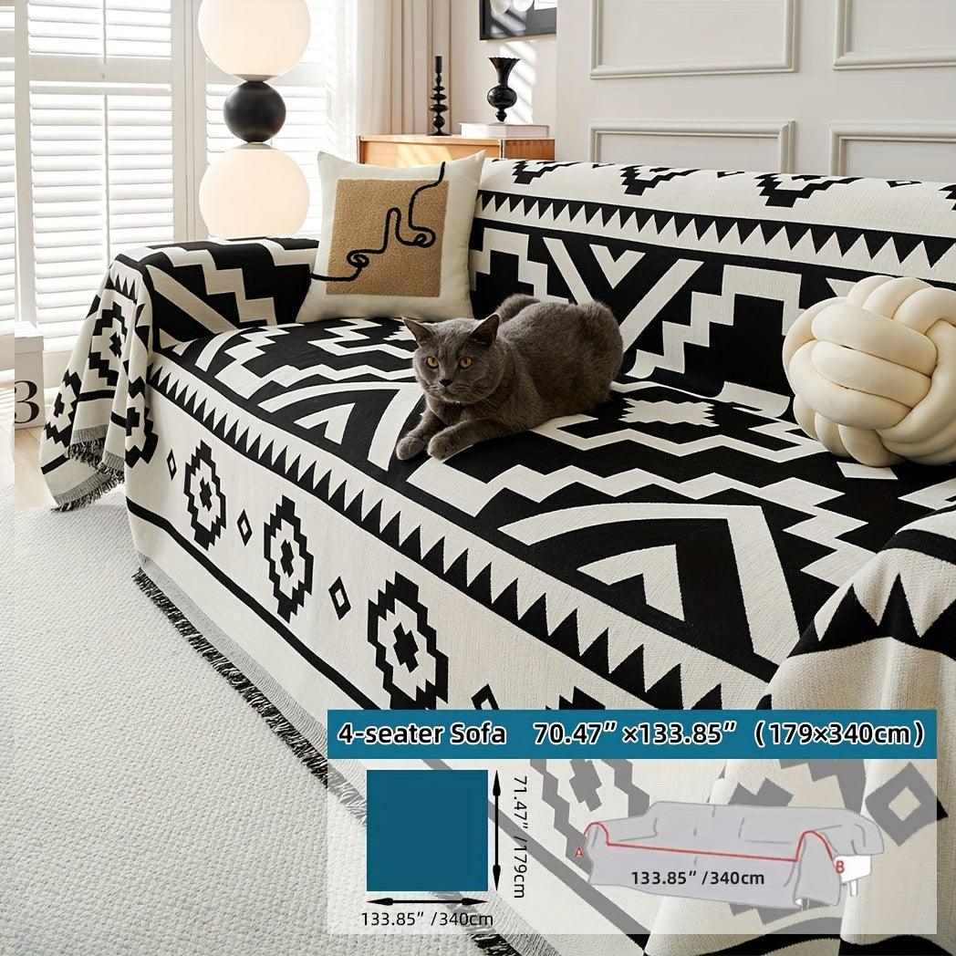 Boho-Chic All-Season Sofa Cover | Light Gray & Pet Proof Couch Cover