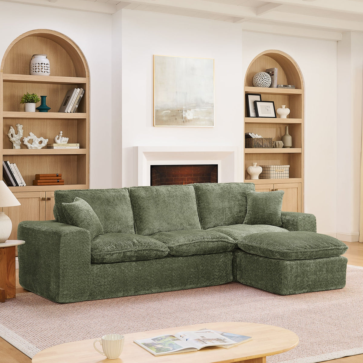 107'' Modern Boucle Sectional Sofa with Reversible Chaise