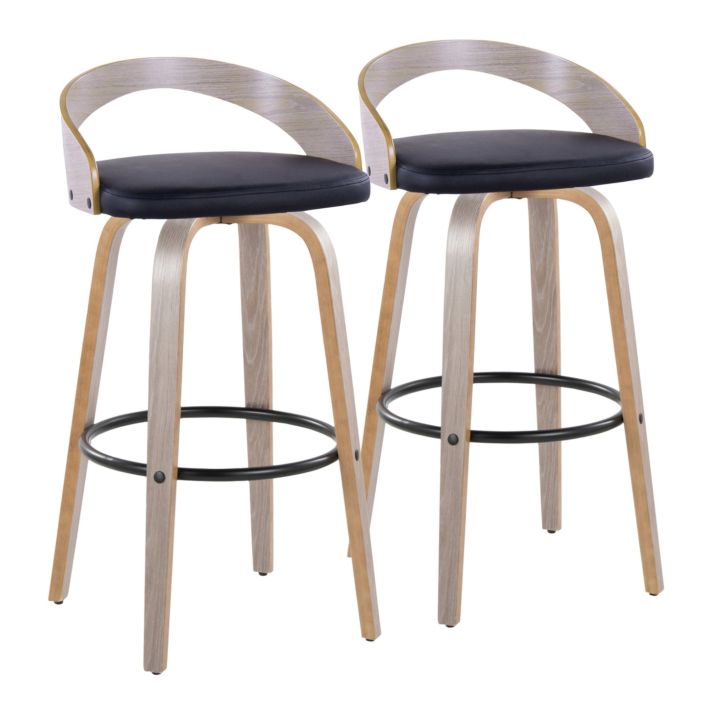 30" Contemporary Fixed-Height Barstool with Swivel in Light