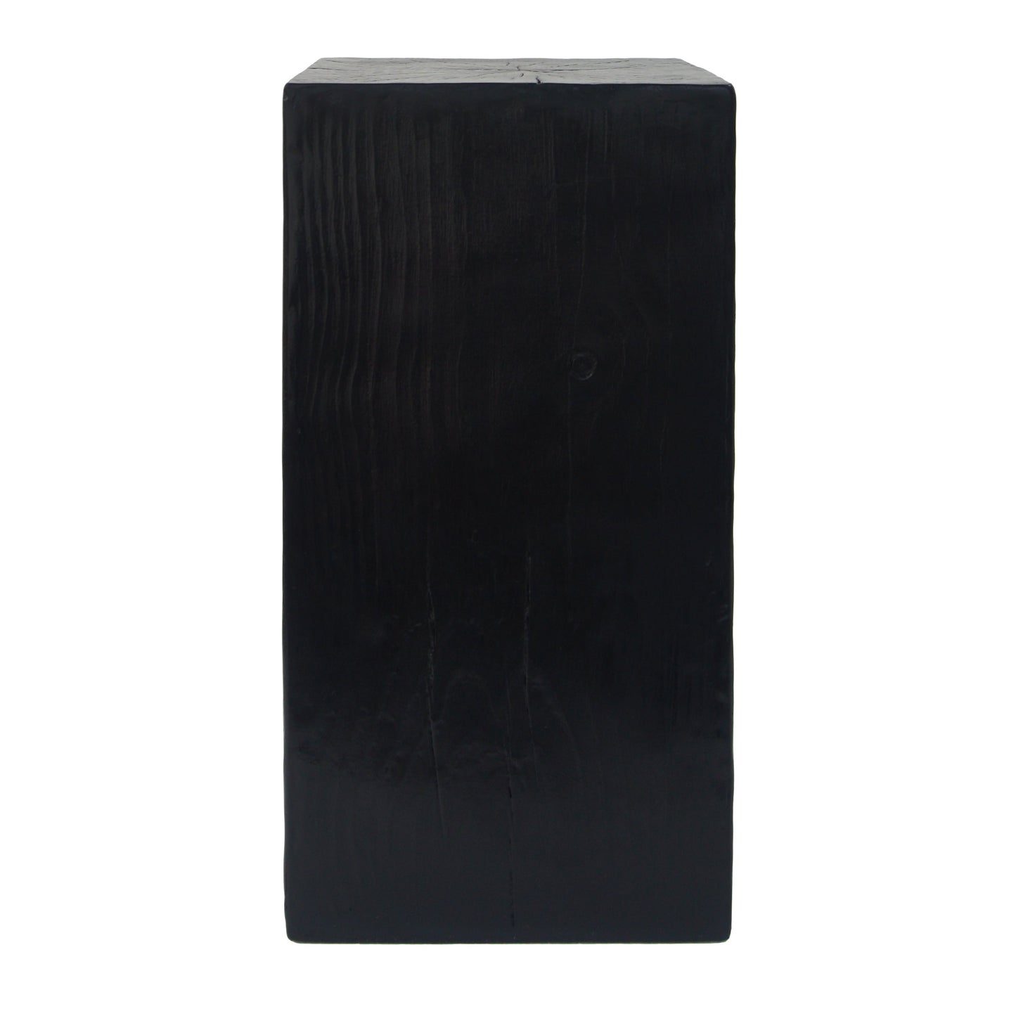Wood-Look Square-Column MGO End Table,  H27.75',Wood-Like Distressed Finish, Mix with Different Heights, Indoor Outdoor Use,Black Color