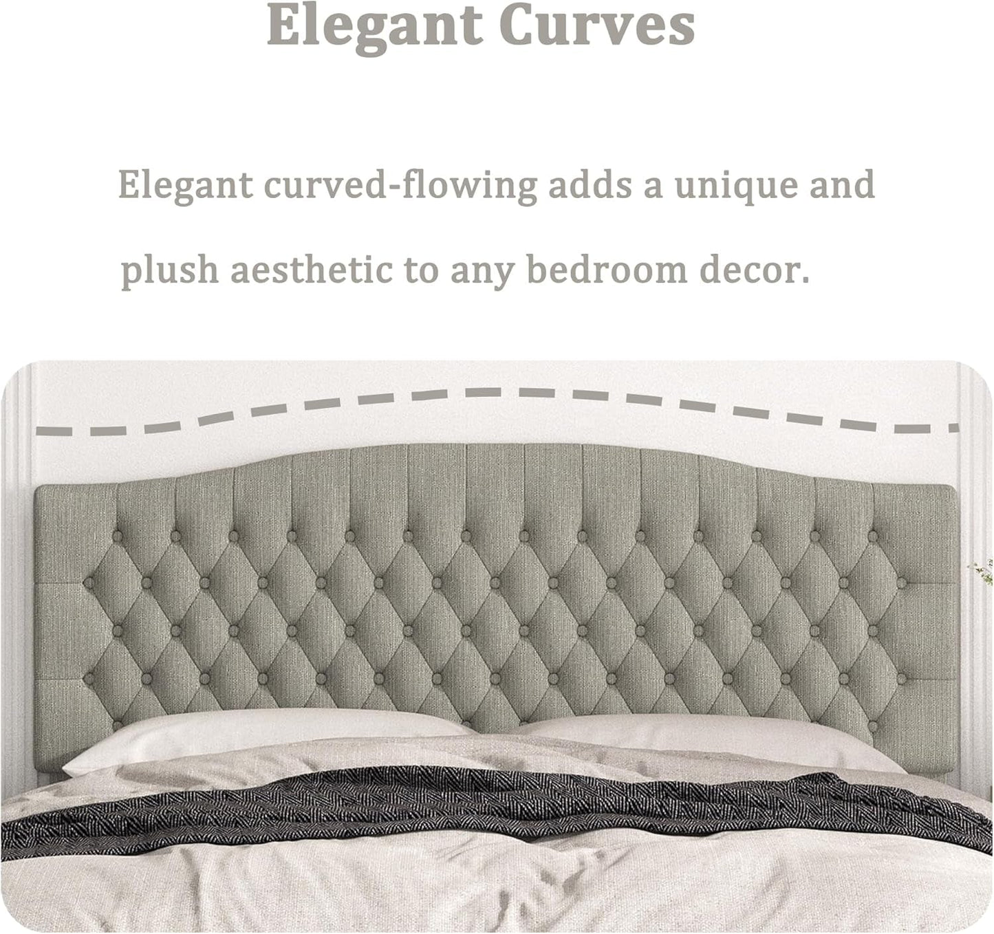 Upholstered King Headboard with Tufted Design and Legs