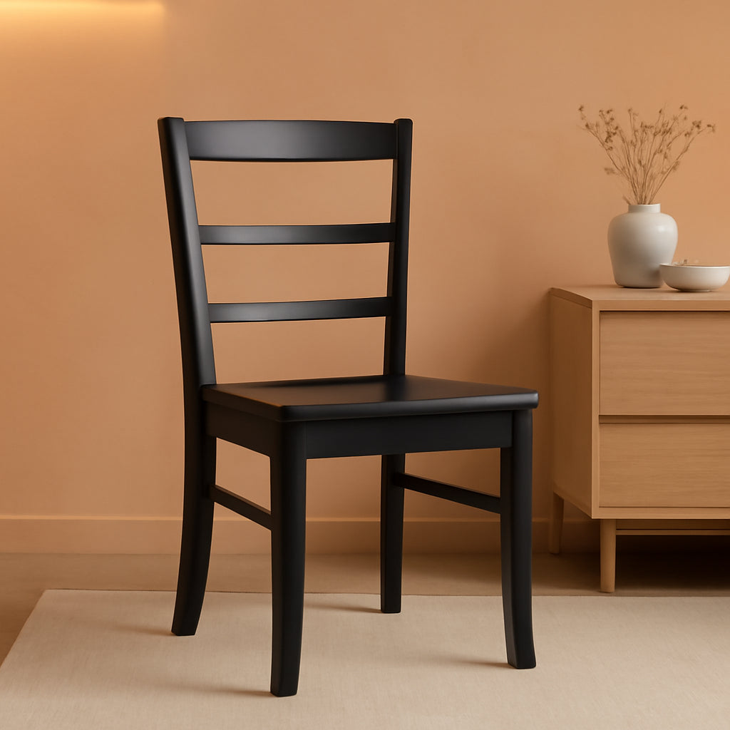 Set Of 2 Black Madrid Ladderback Dining Chairs For Kitchen
