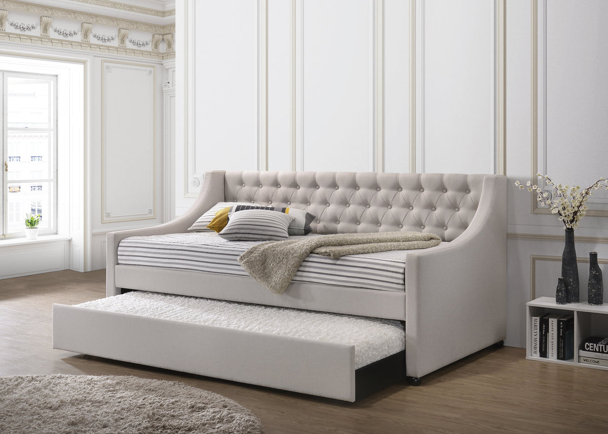 Lianna Fog Fabric Daybed With Trundle