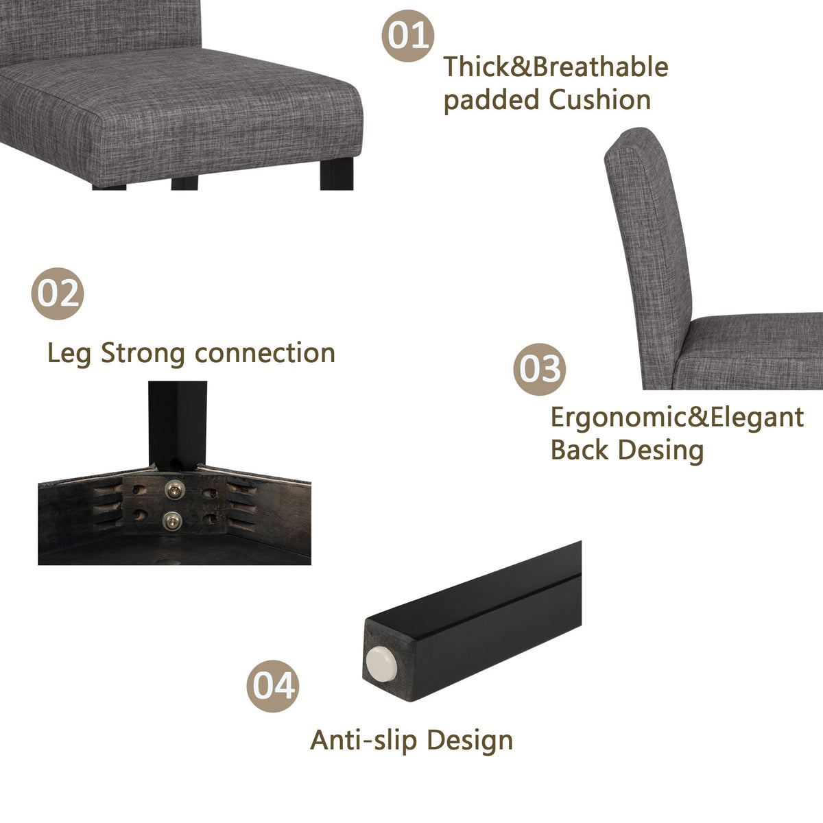 5-Piece Dining Table Set with 4 Chairs