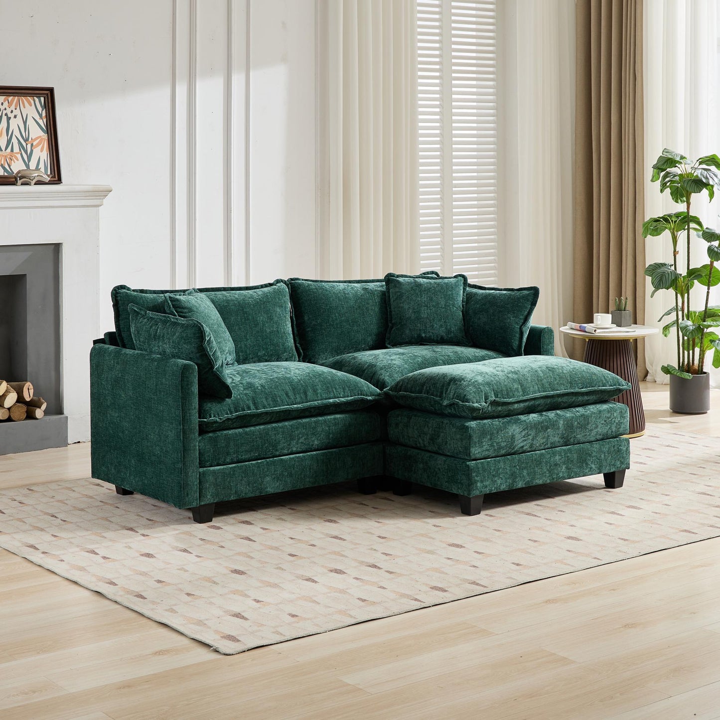 Cloud  LoveSeat Sofa (Ottoman is not included) Chenille Fabric in Green