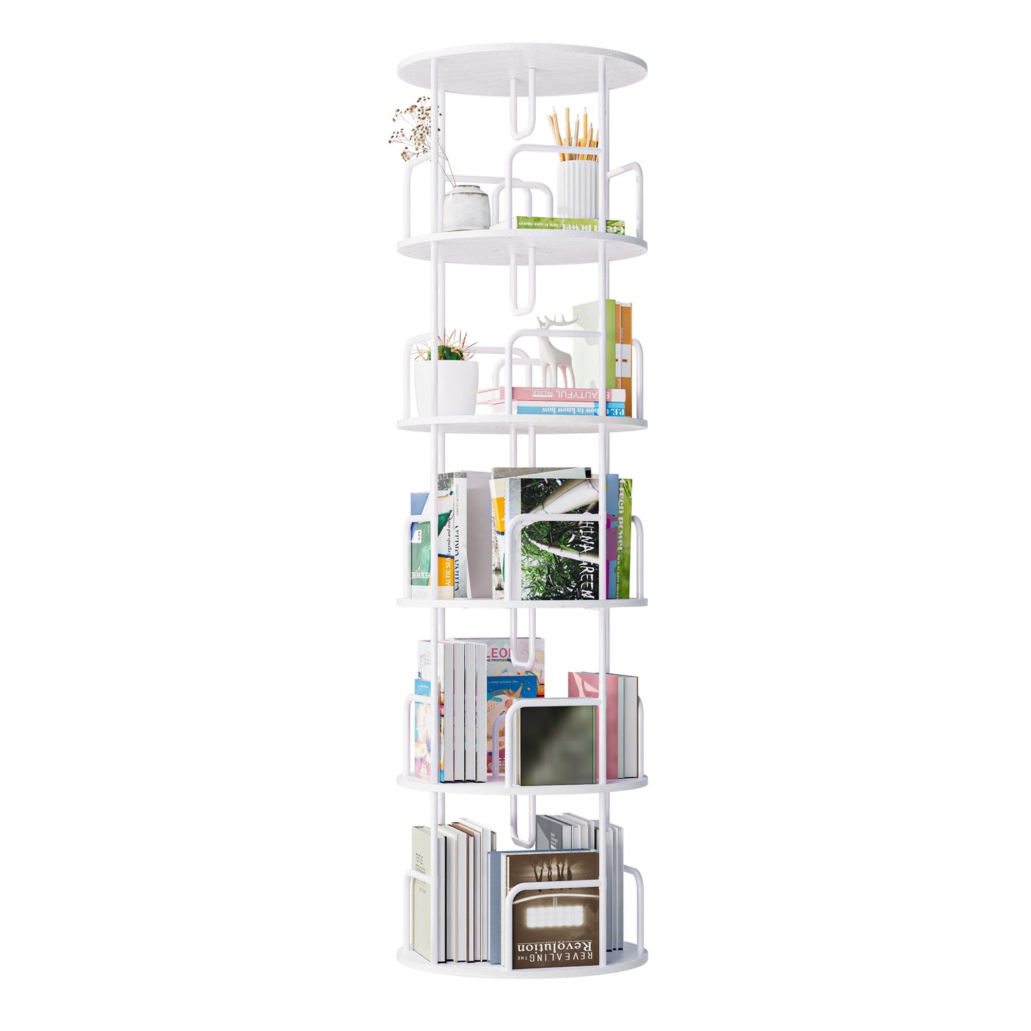 Rotating Bookshelf Tower 5 Tier