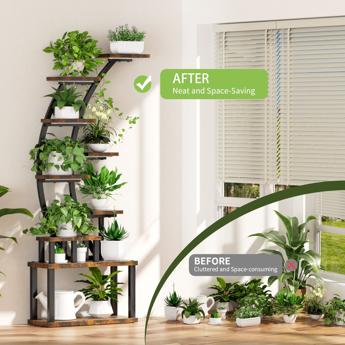 9-Tier Indoor Plant Stand with Grow Lights