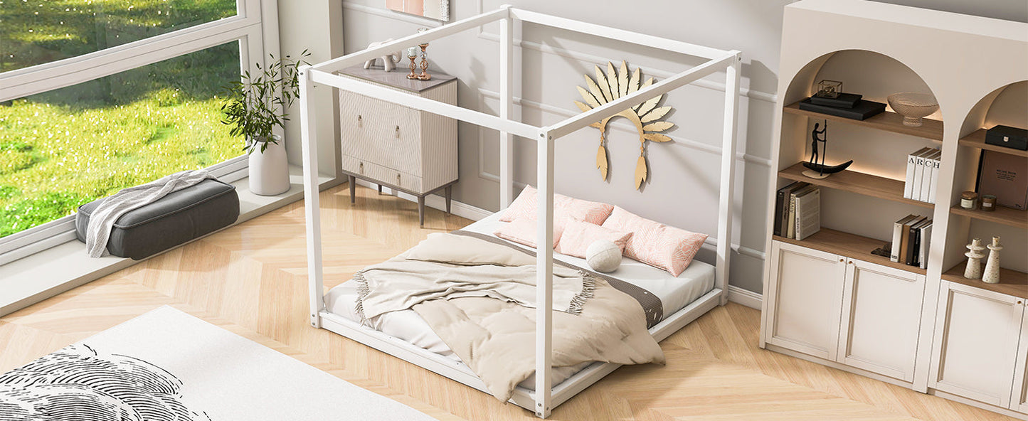 King Size Canopy Platform Bed with Support Legs