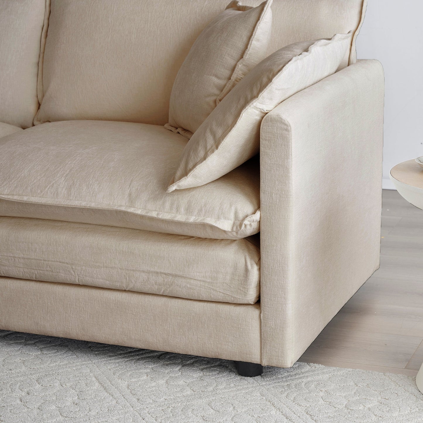 Mid-Century Modern Couch 3-Seater Sofa with Pillows