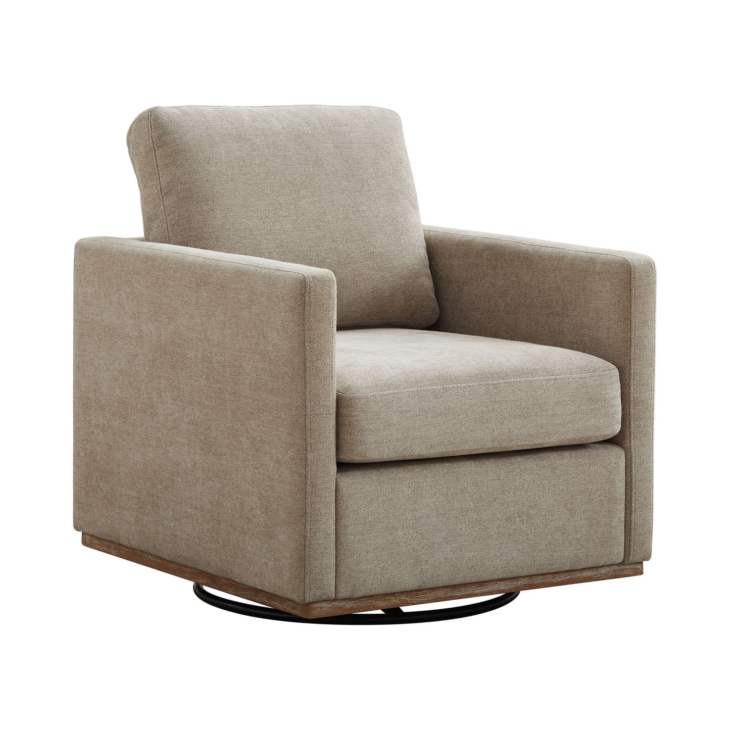 Modern Square Upholstered Swivel Accent Chair with Metal Base