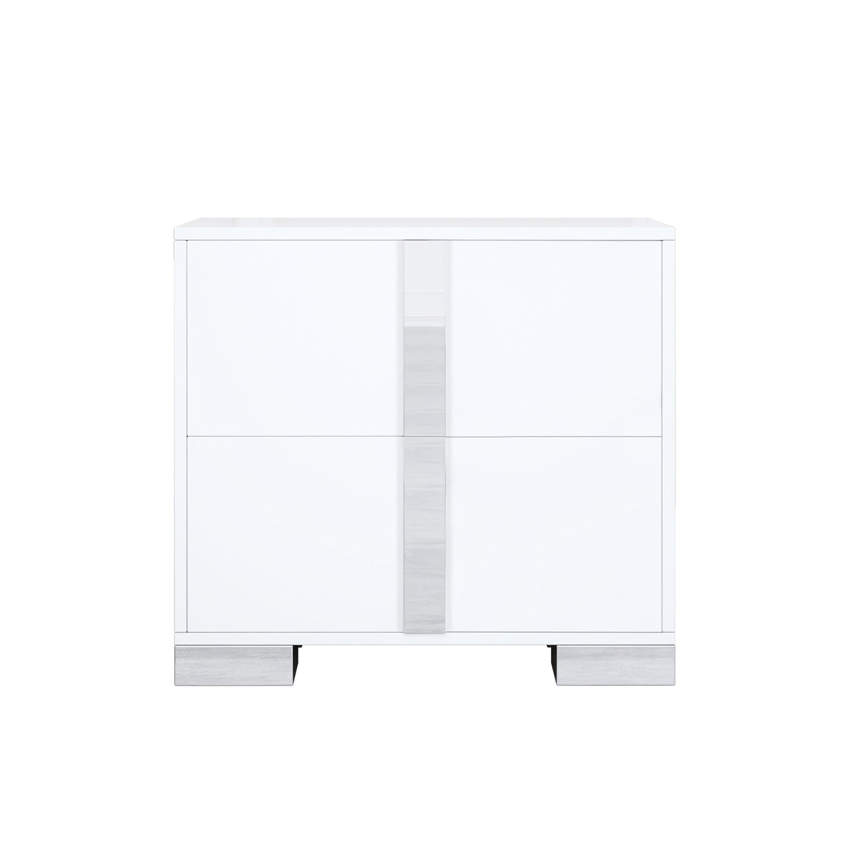 Elegant Nightstand with Metal Foot, Mirrored Bedside Table