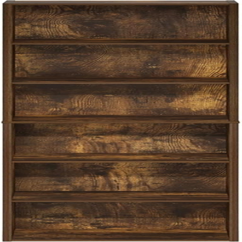 Amber Pine Six Tier Open Shelf Bookcase Home Office Storage