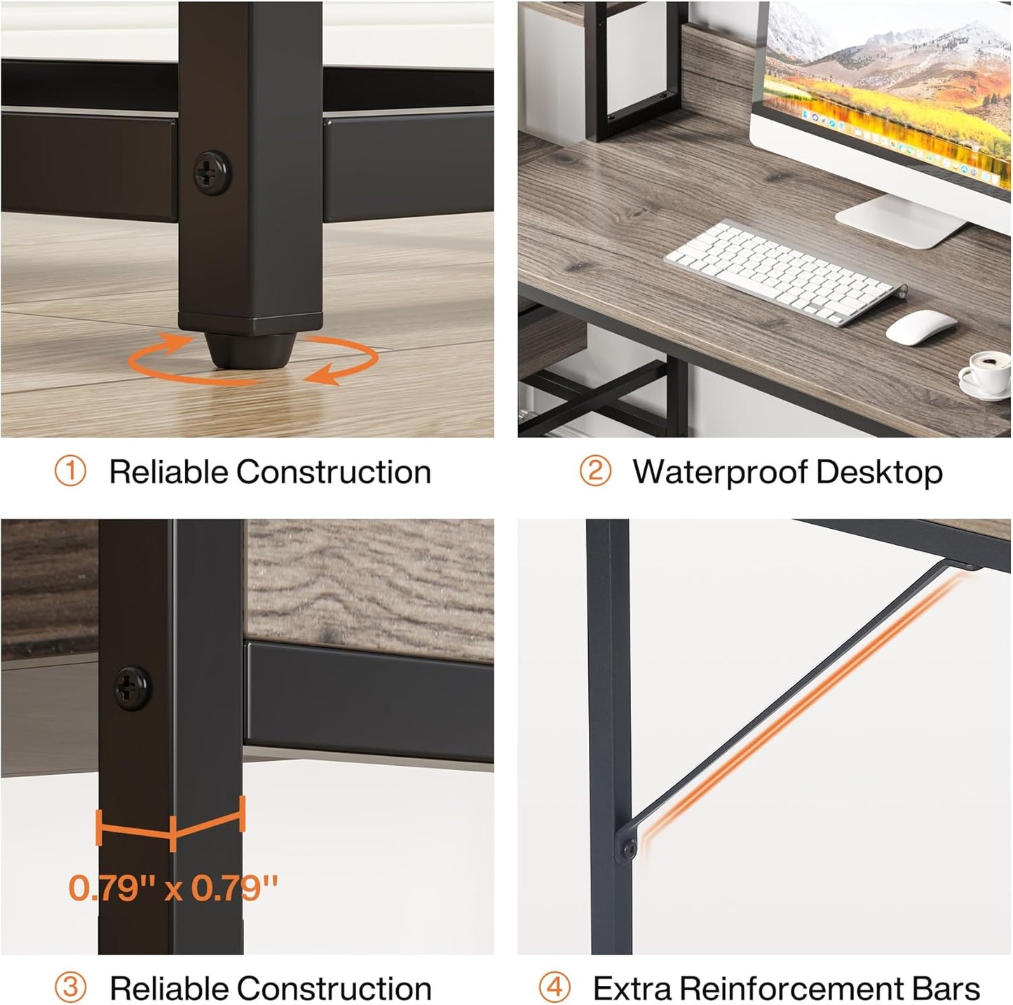 55 Inches Multifunctional Computer Desk