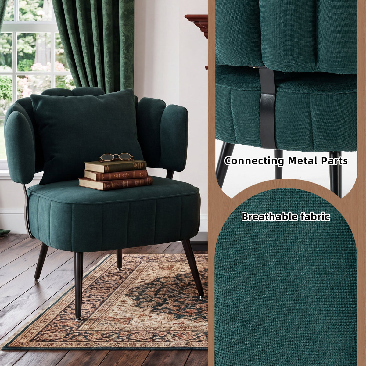 Decorative Armchair with Spring Seat Cushion