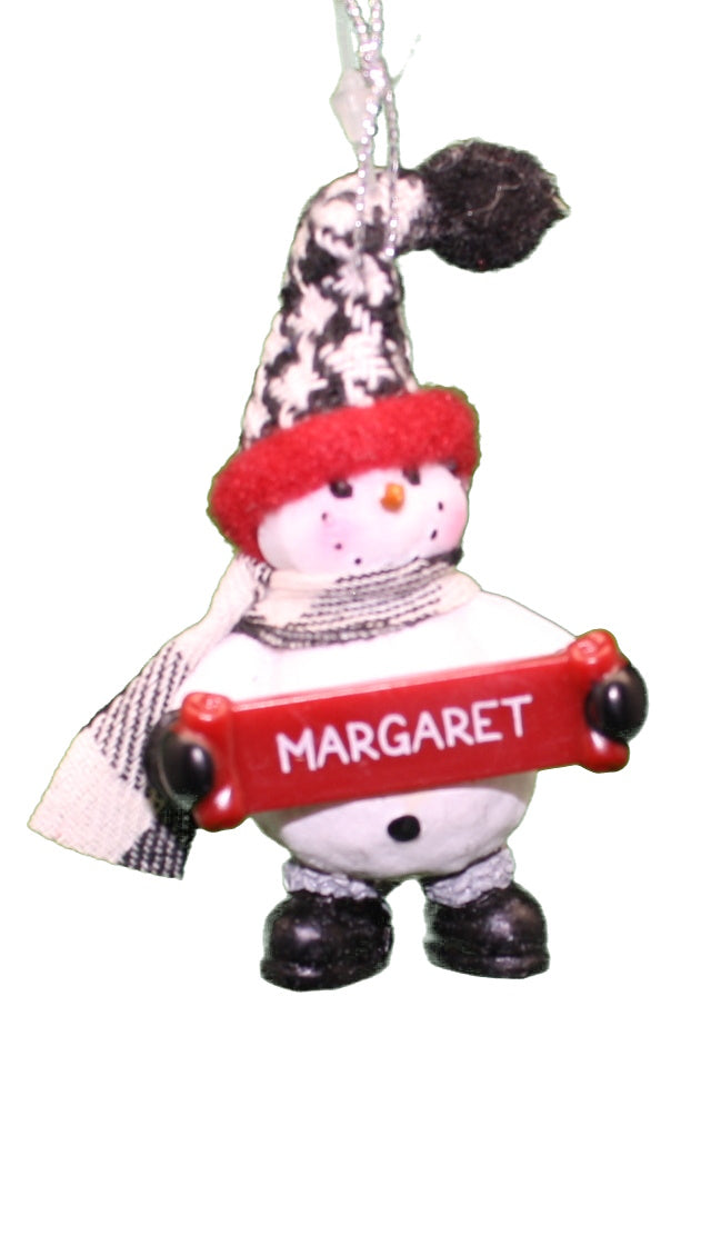 Cozy Snowman Ornament (Letters G - R) -