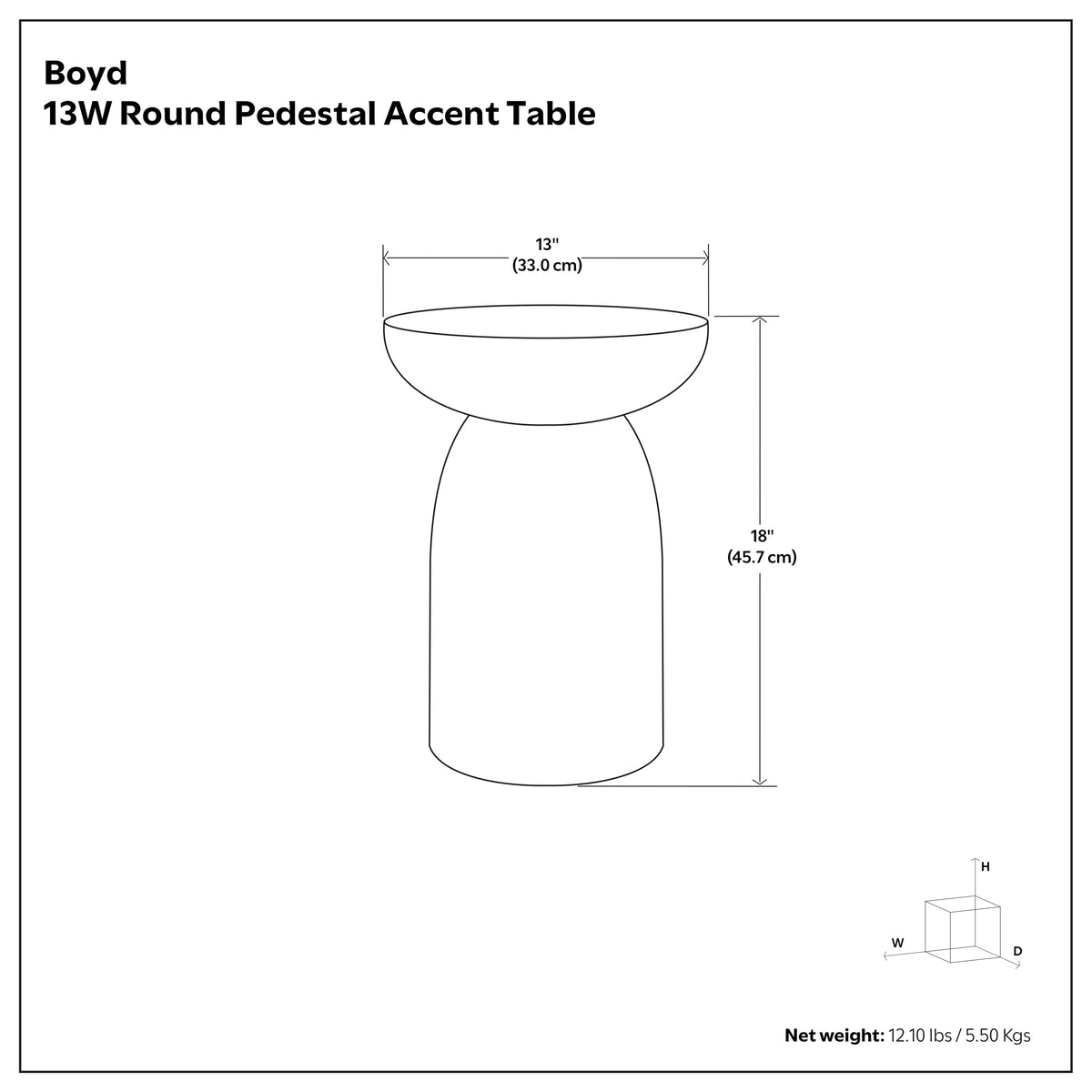 Boyd 13 Inch Ribbed Accent Table