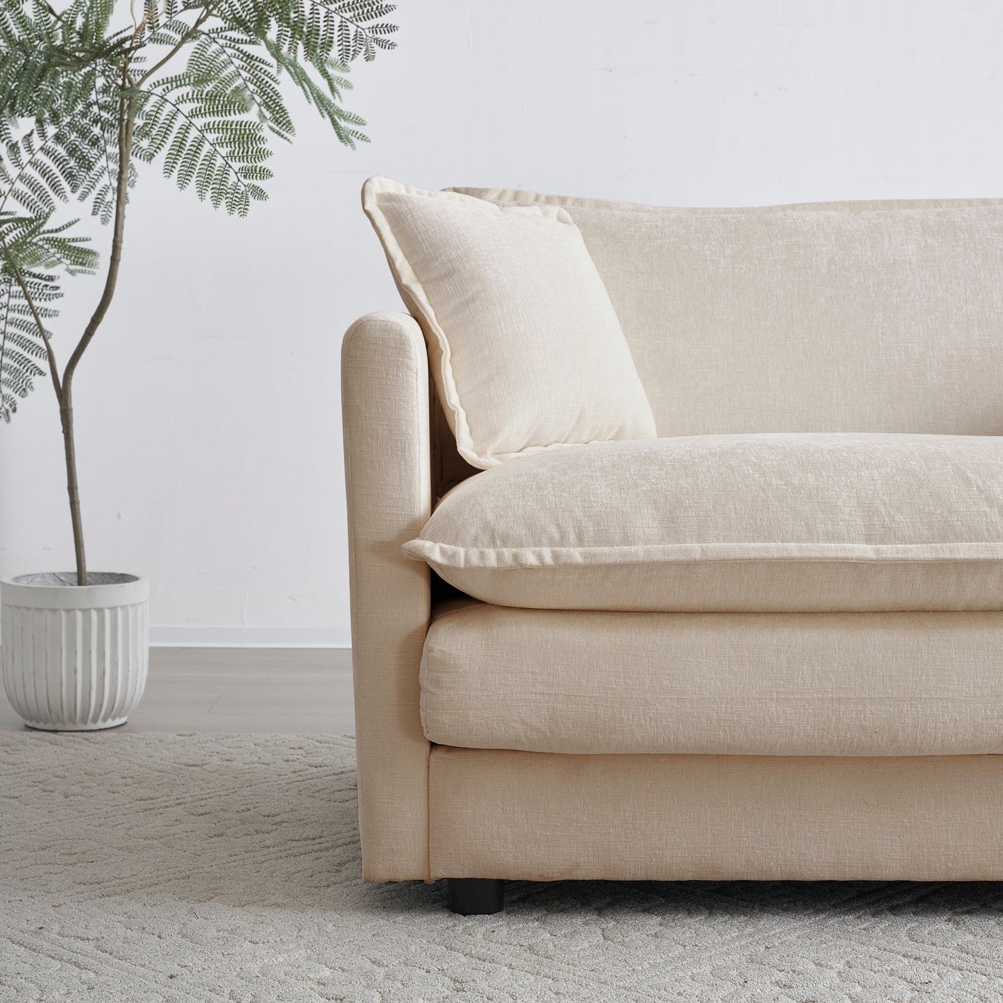 Mid-Century Modern Couch 3-Seater Sofa with Pillows