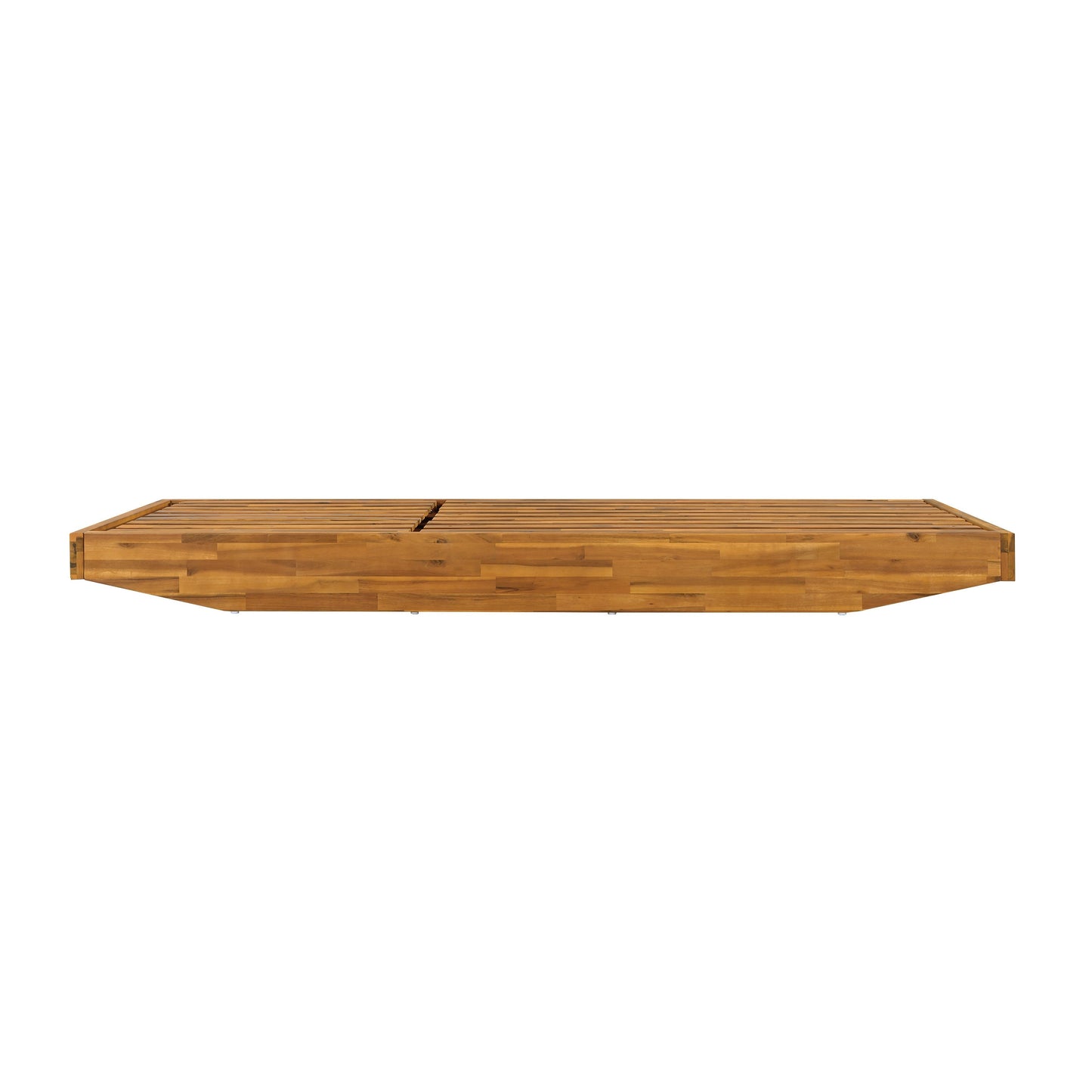 Modern Acacia Wood Outdoor Chaise Lounge with Beige Cushion